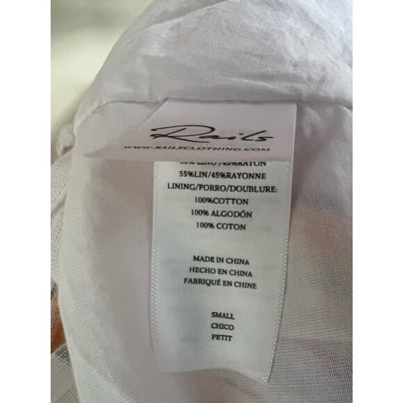 Rails Amellia Dress Merida Stripe Linen Flowy Ruffle Tiered Smocked Waist Small - Picture 12 of 12